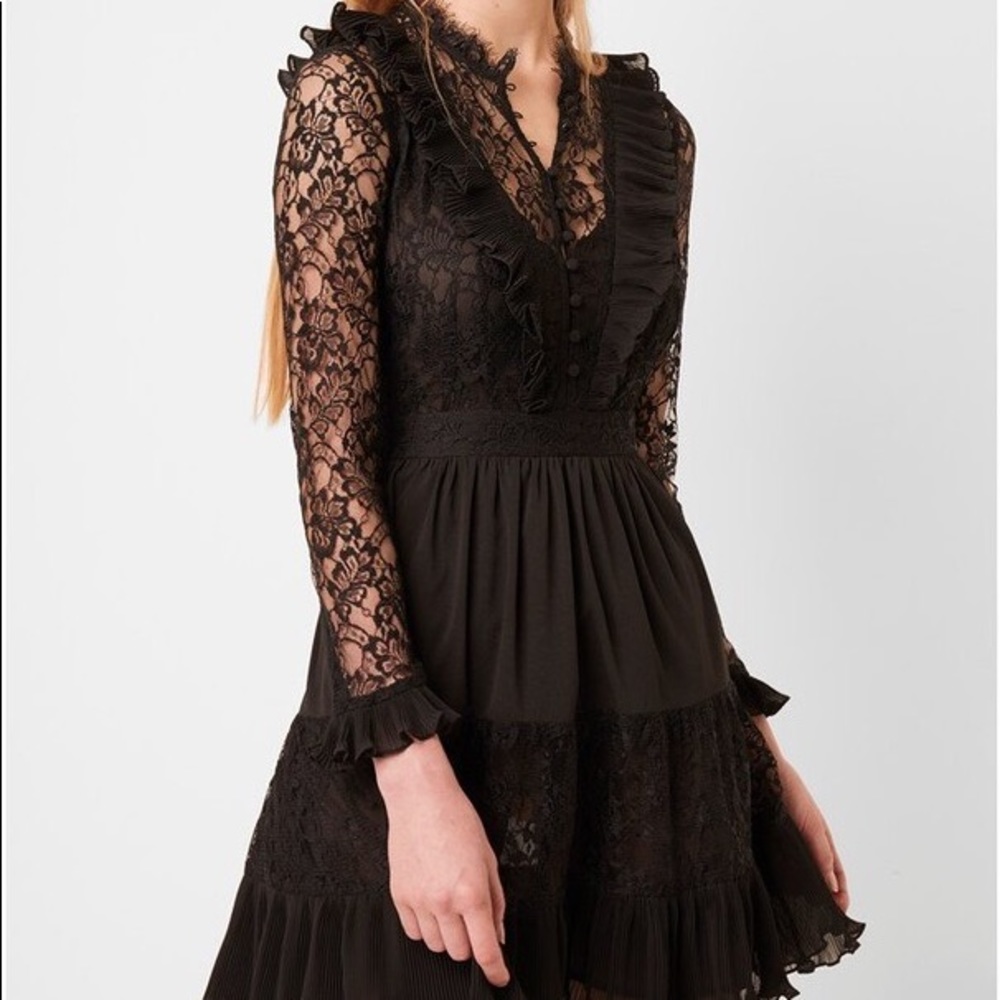 French Connection Clandre Vintage Lace-Detail Mini Dress
